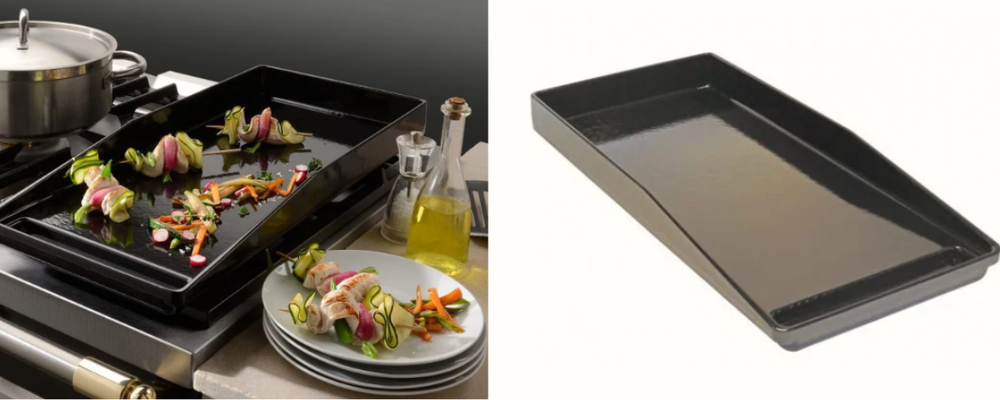 lacanche griddle plate with vegetable skewers