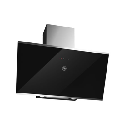 bertazzoni modern inclined black glass cooker hood