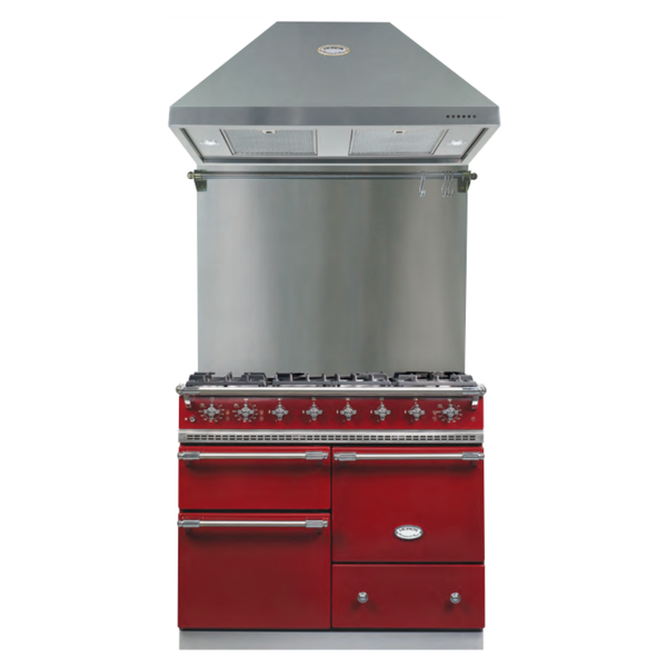 lacanche cherry red range cooker with extraction hood