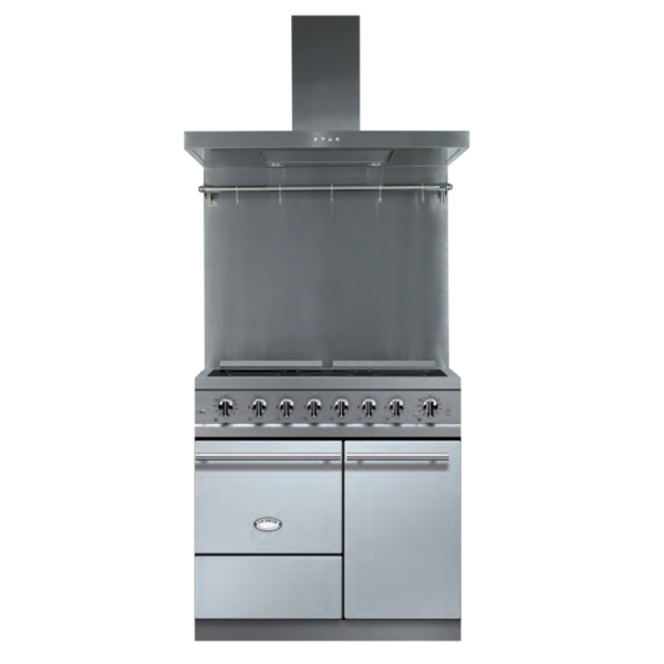 lacanche modern delft blue range cooker with extraction hood
