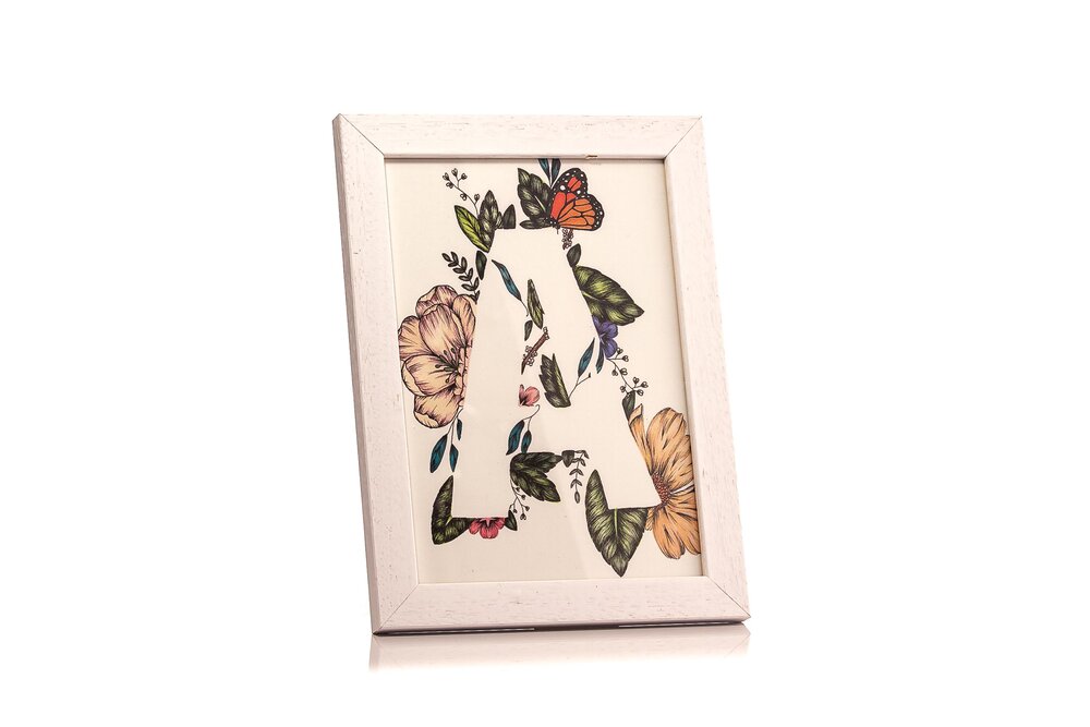 letter a floral illustration with butterfly