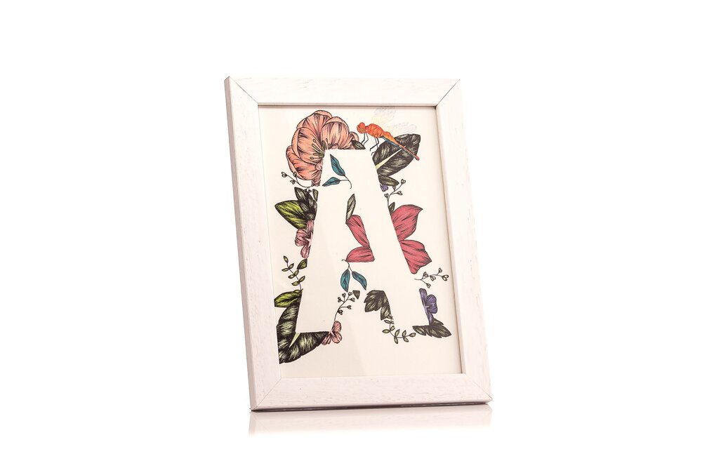 letter a floral illustration