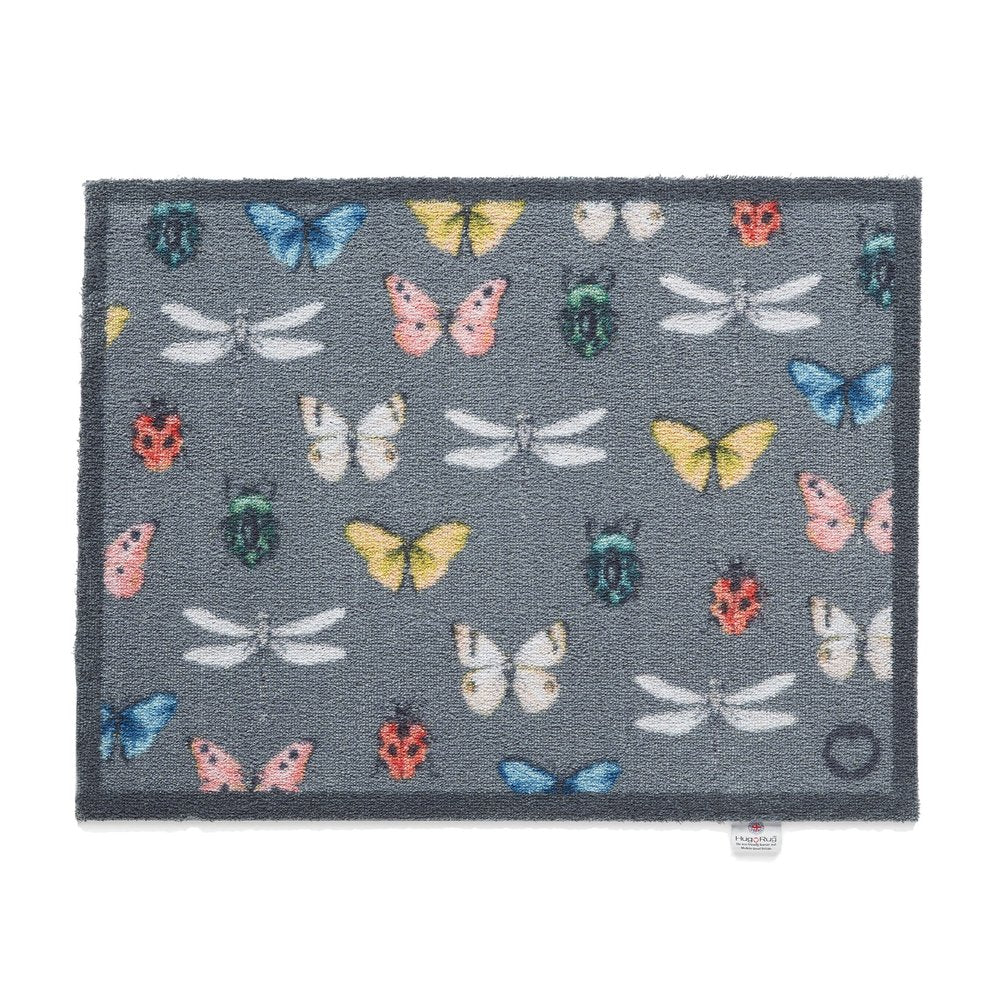 bugs and butterflies grey hug rug mat