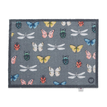 bugs and butterflies grey hug rug mat