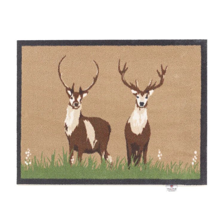 two stags deer hug rug mat