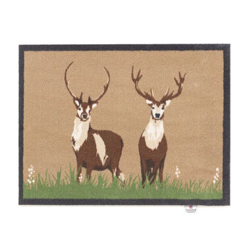 two stags deer hug rug mat