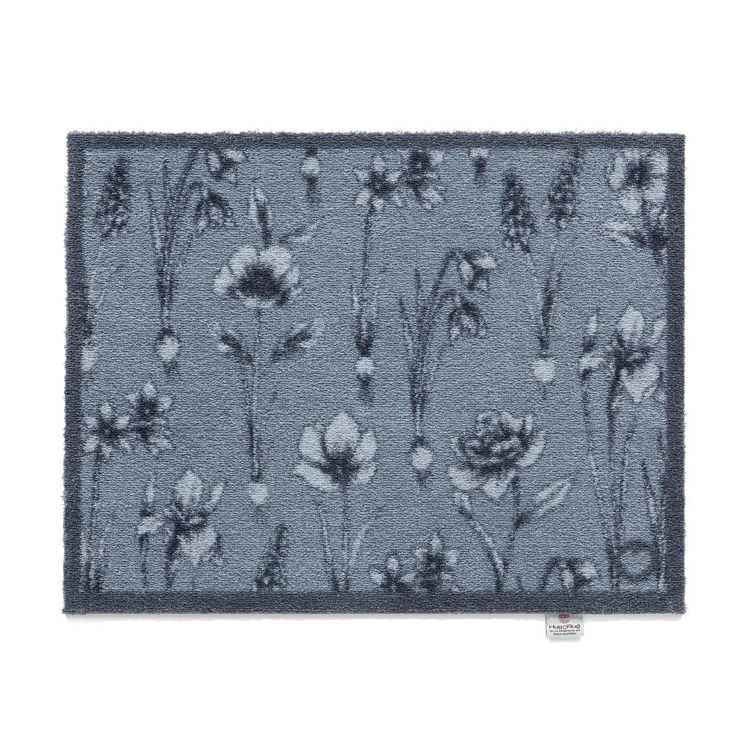 blue floral hug rug mat