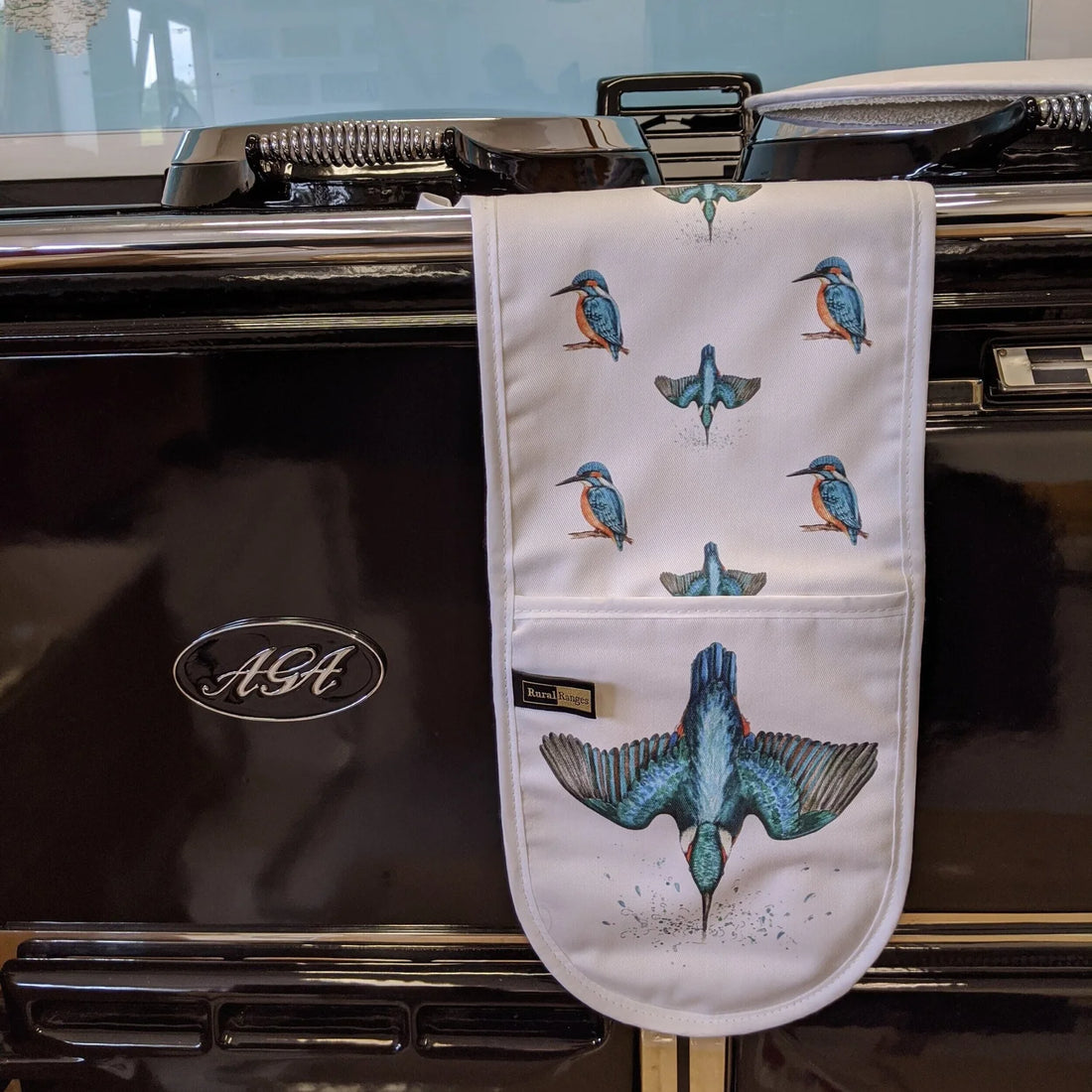 Oven Glove - Kingfisher (White)