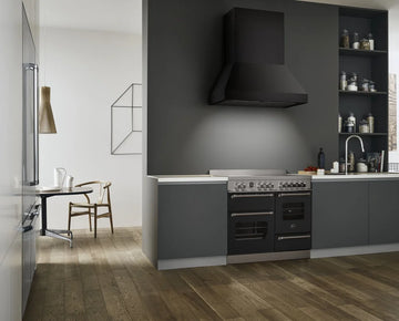 bertazzoni master range cooker in dark grey kitchen