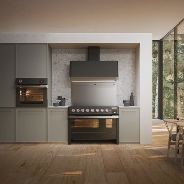 ilve panoramagic range cooker in grey kitchen