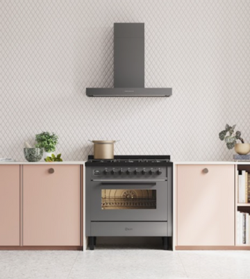 ilve torino range cooker in pink kitchen