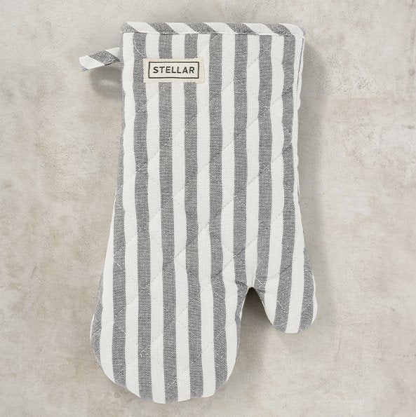 stellar grey striped single oven glove