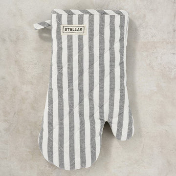 stellar grey striped single oven glove