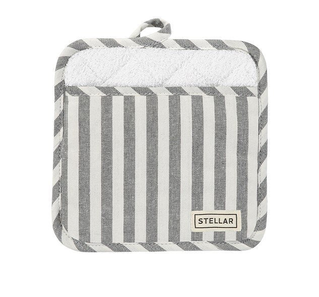 stellar grey striped pot holder