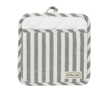 stellar grey striped pot holder