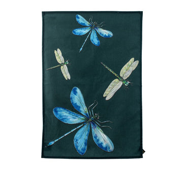 teal dragonfly tea towel