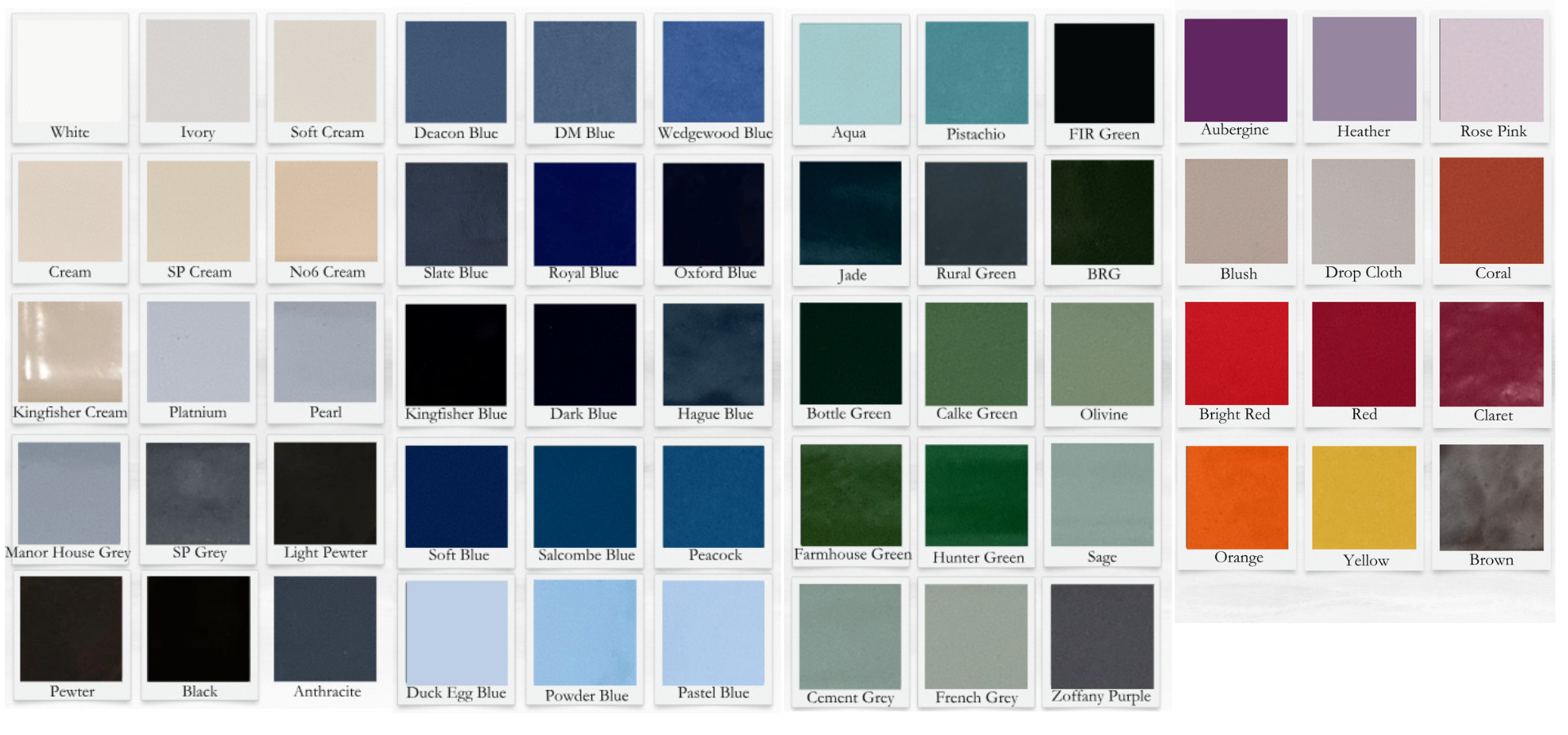 aga enamel colours