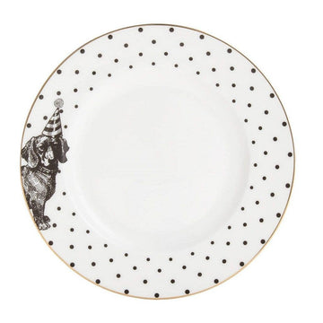 party puppy spotty black and white side plate