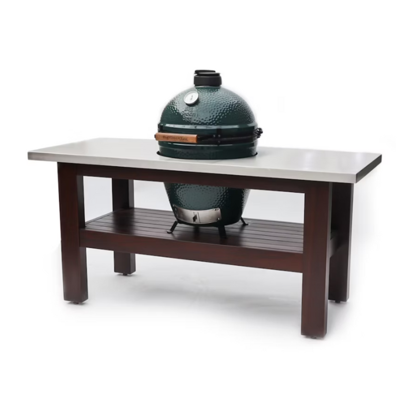 big green egg mahogany table with stainless steel top