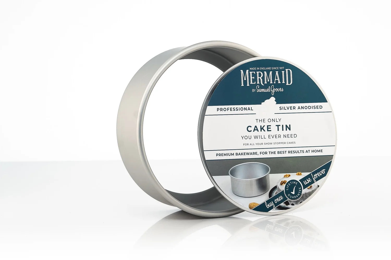 silver cake tin