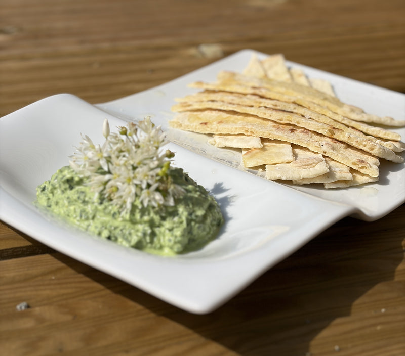 Aga flatbreads and wild garlic dip