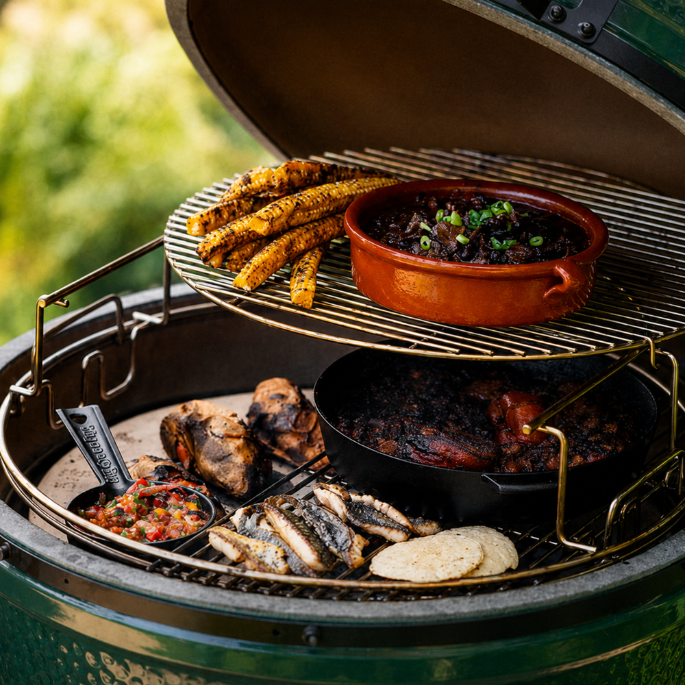 mexican feast big green egg