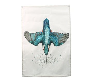white kingfisher tea towel