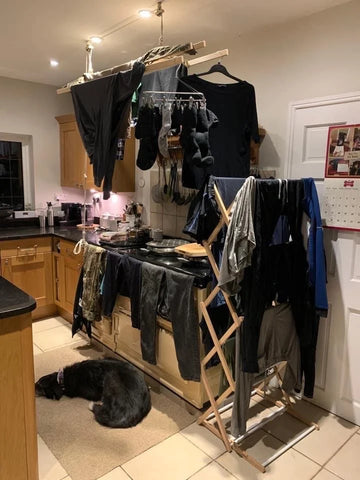 clothes drying on aga rack